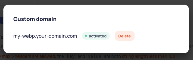 Activate button for a ready custom domain