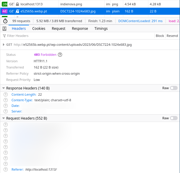 Allowed referer setting in the Dashboard